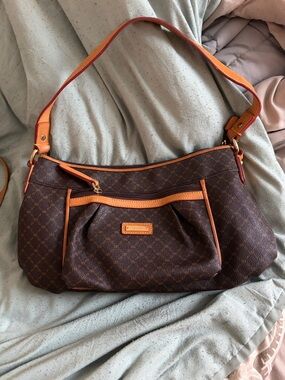 Rioni Brown Shoulder Bag with Orange Trim